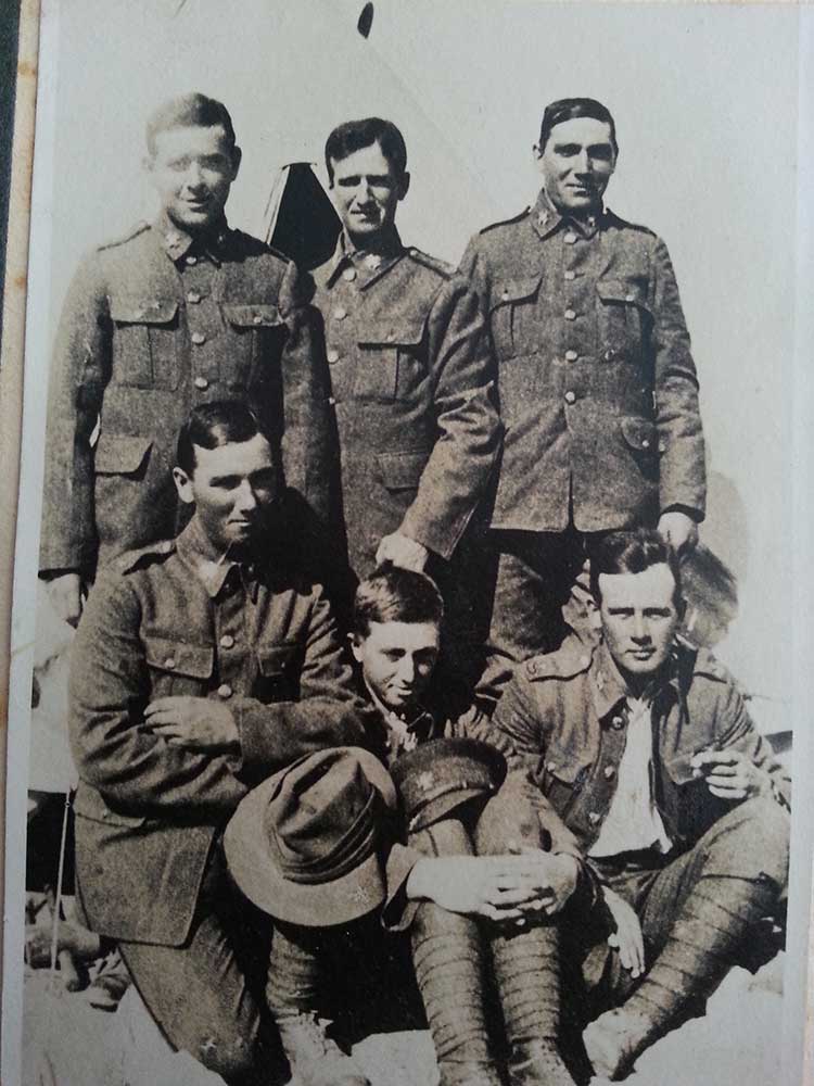 Hector Saunderson (centre rear), with some of his Canterbury Battalion mates, circa 1915