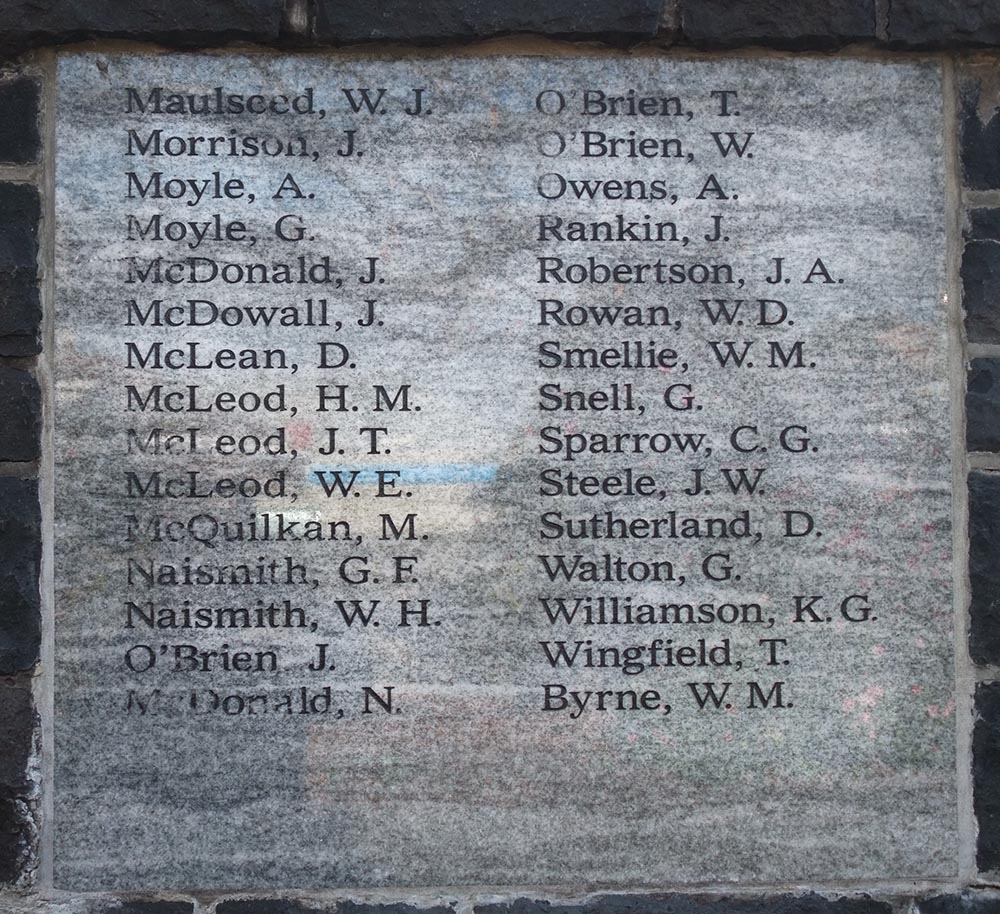 Mosgiel Cenotaph tablet