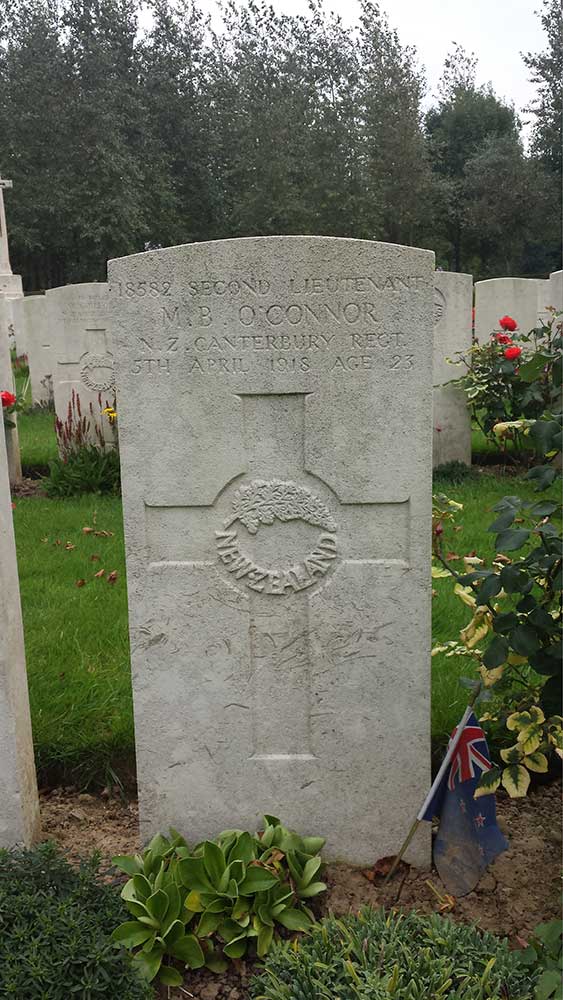 Headstone of Michael Bernard O'Connor, Auchonvillers Cemetery, 2013