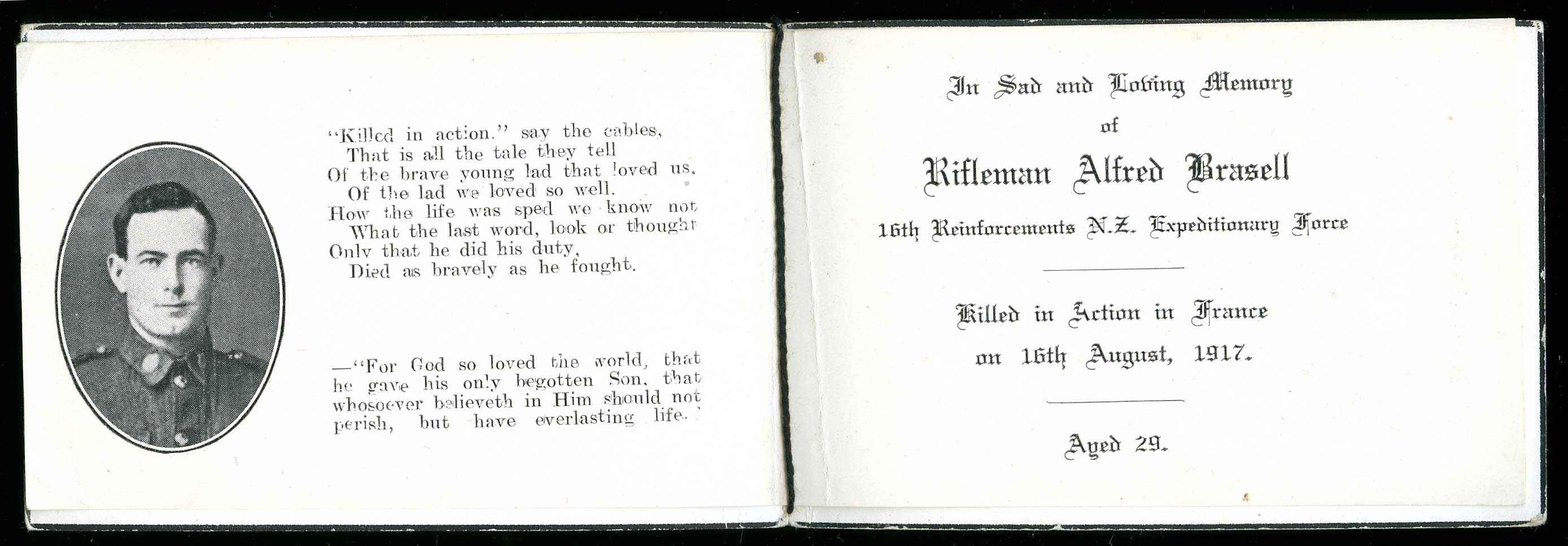 Memorial card (interior)