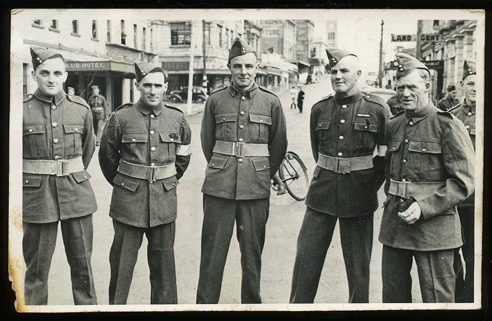 Alister Ross (fourth from left) with other Home Guard soldiers, 1941