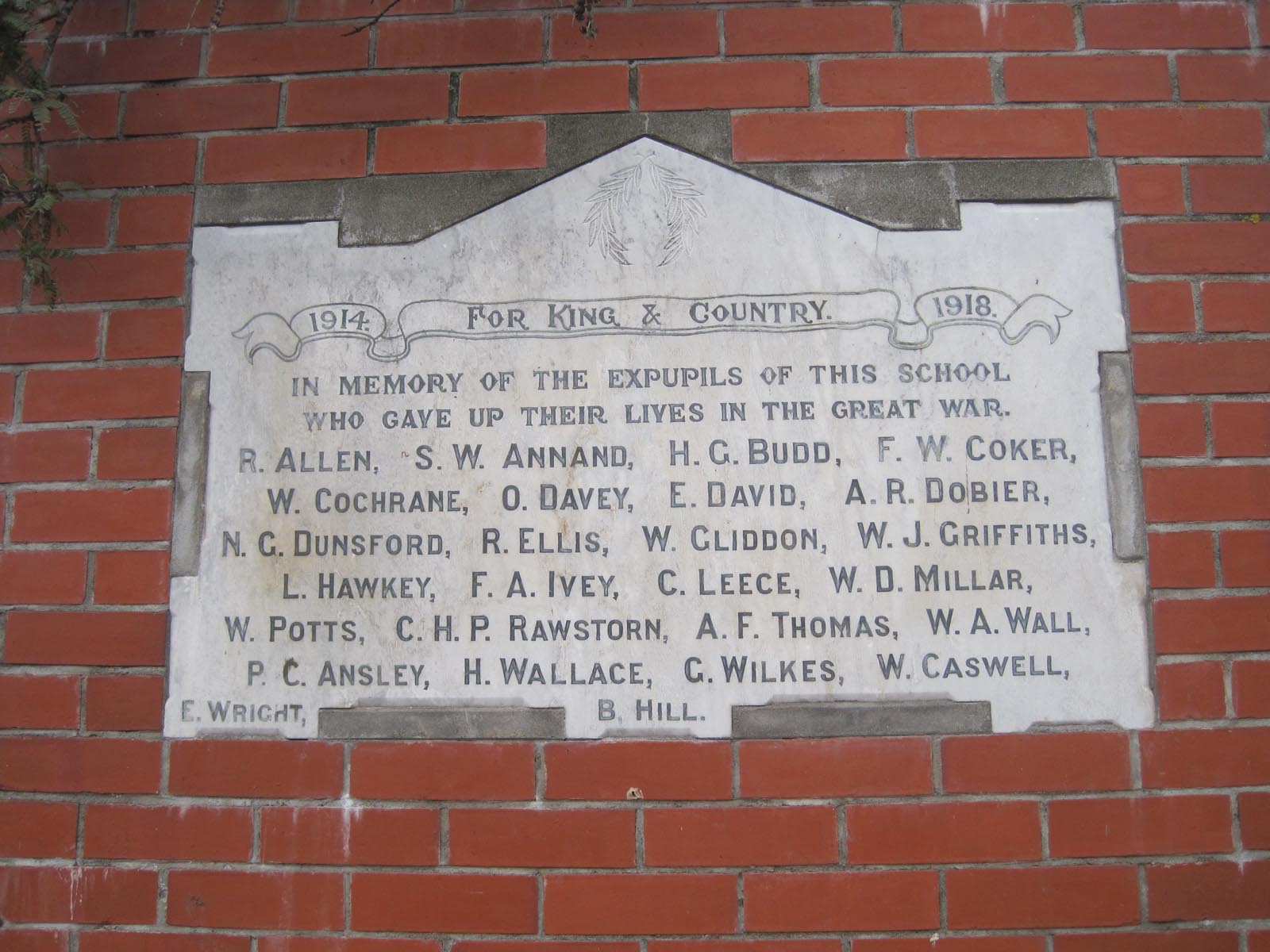 Timaru South School Memorial plaque, 2010