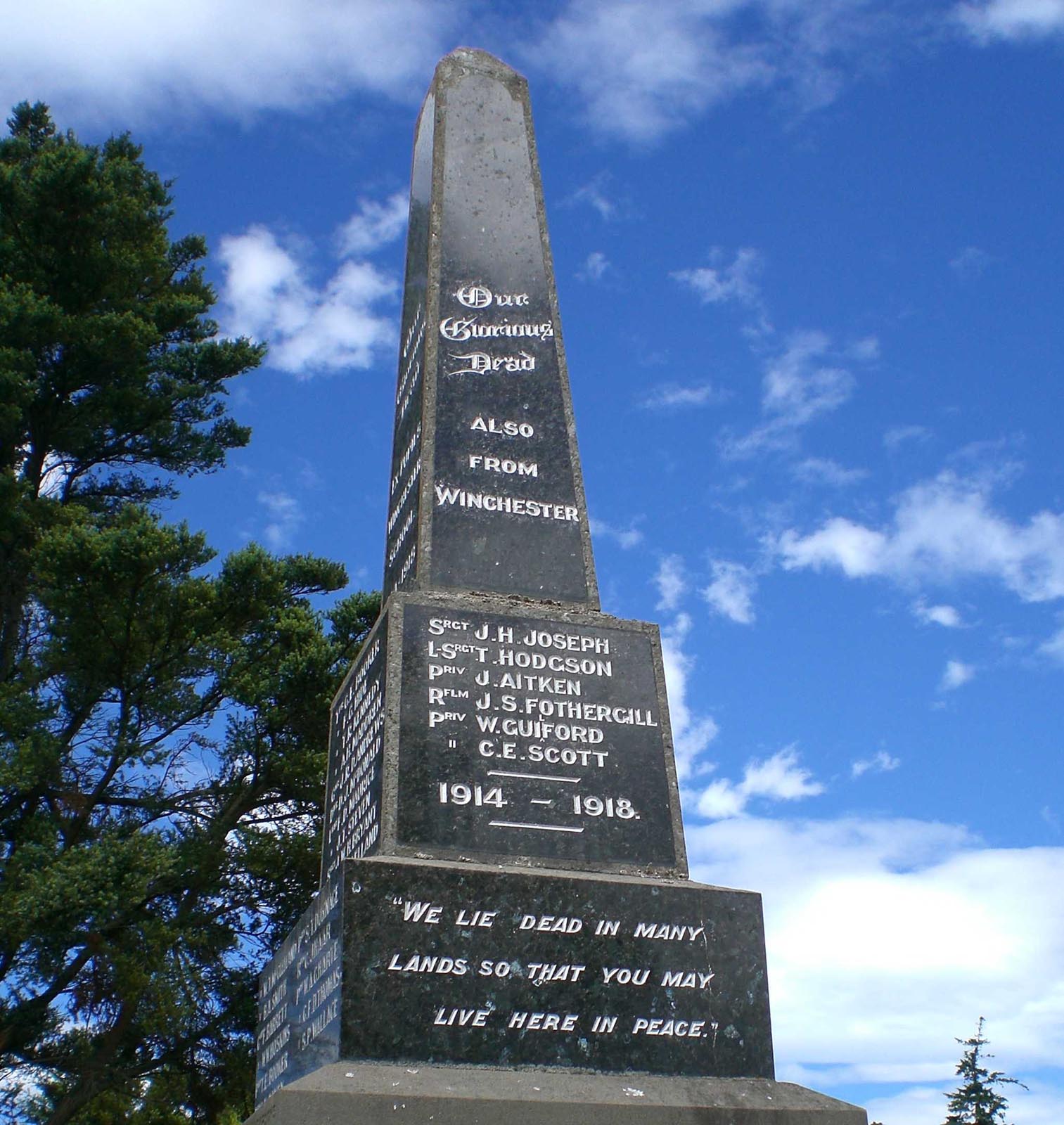 World War One plaque, Winchester War Memorial, pictured in 2007