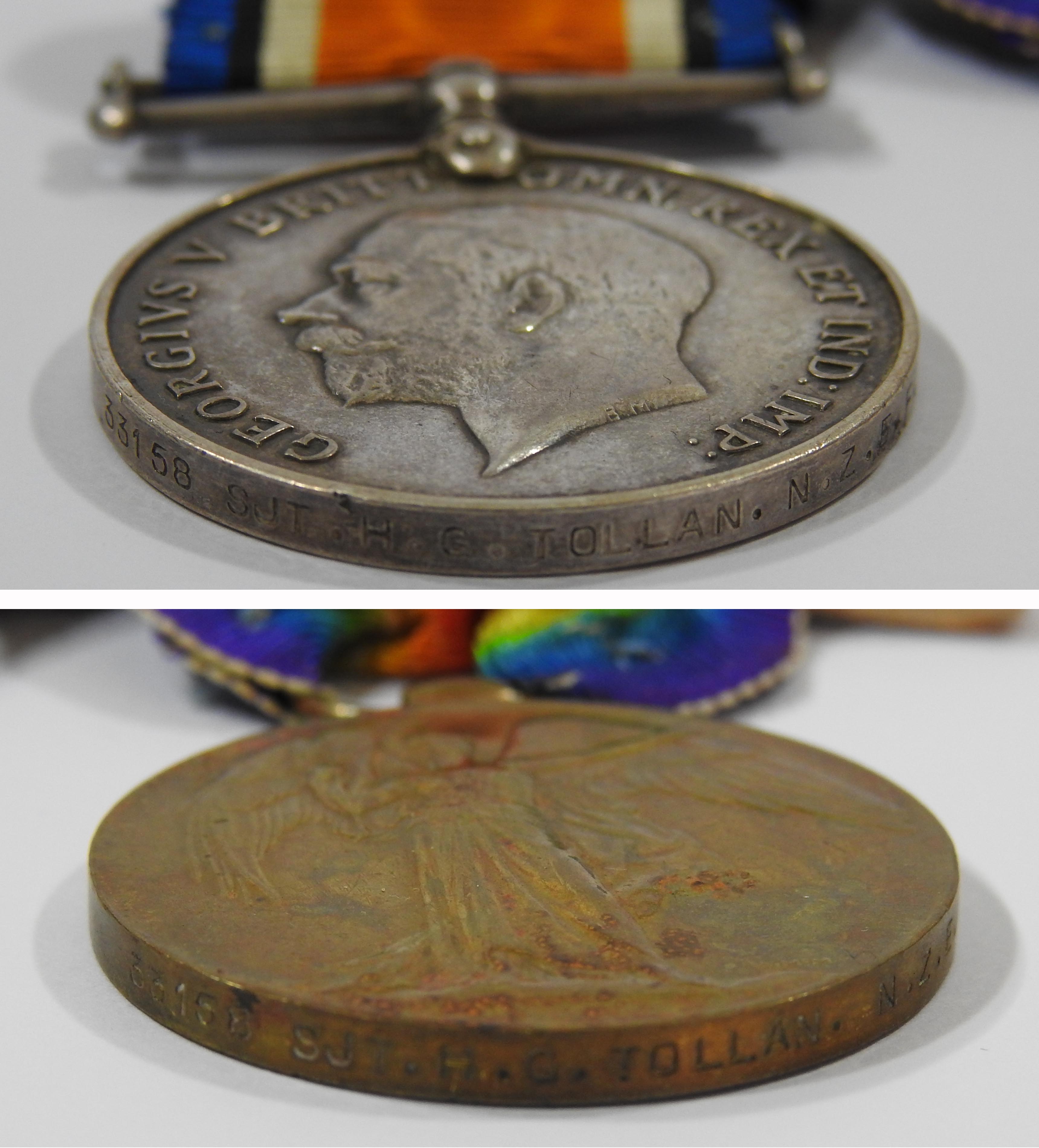 Sergeant Henry Tollan's campaign medal's edge-stamps