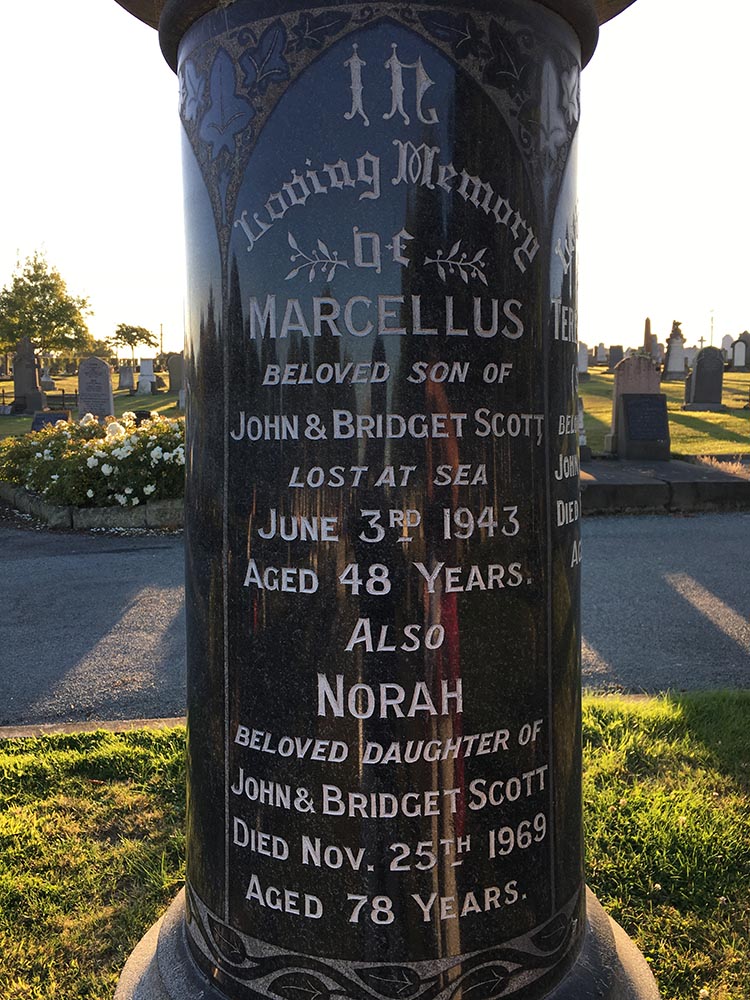 SCOTT Marcellius - memorial at Timaru Cemetery