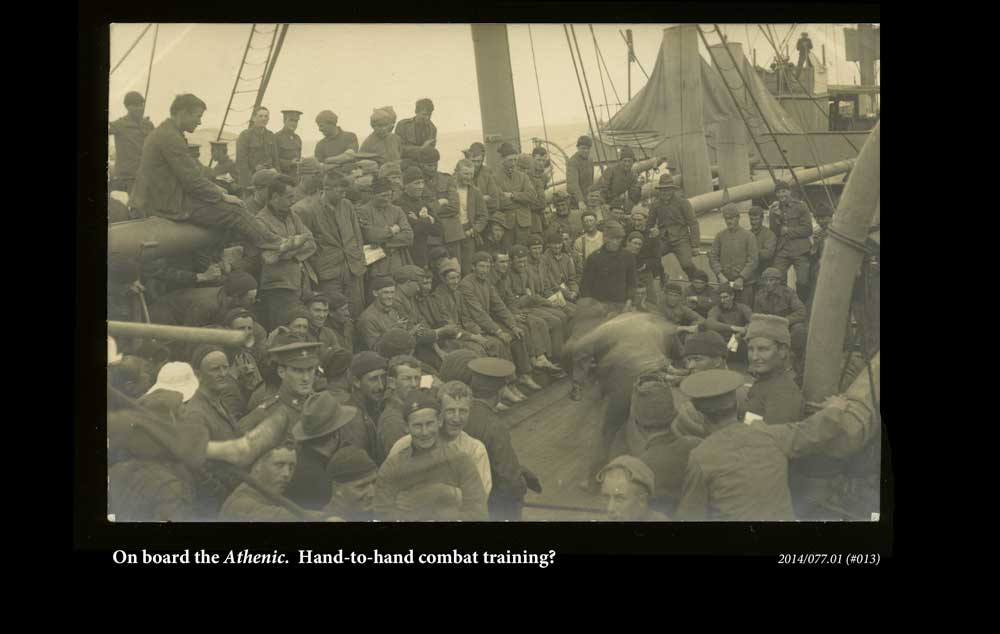 On board the Athenic.  Hand to hand combat training?
