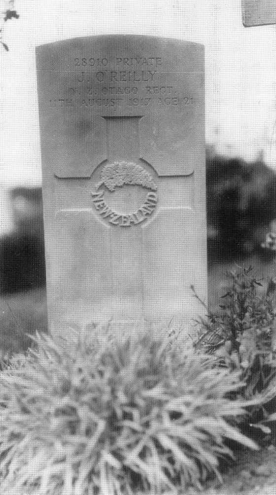  John (Jack) O'Reilly's headstone, Prowse Point Military cemetery, Belgium