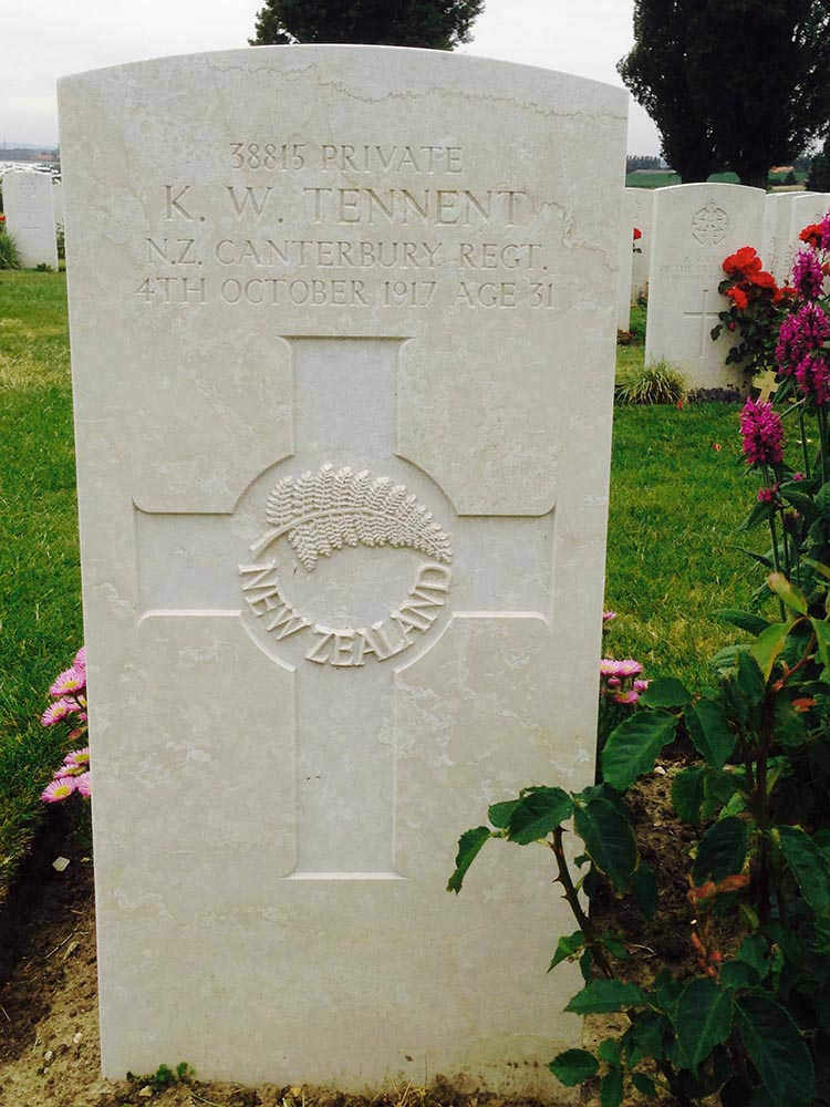 Headstone - Kenard Tennent (Tyne Cot Cemetery)