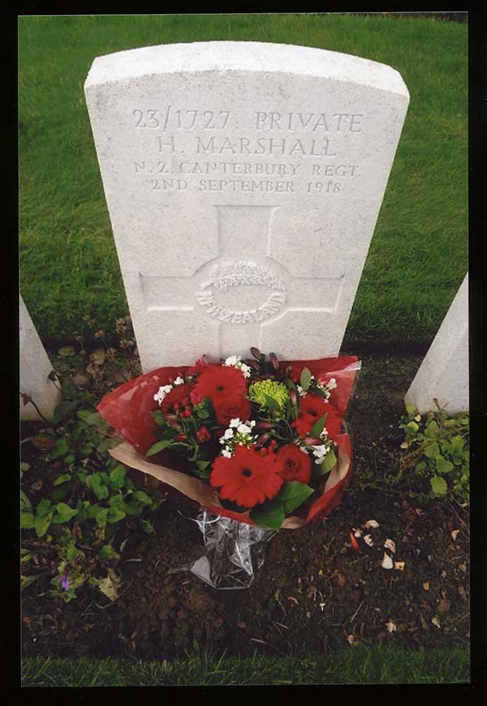 Headstone, Herbert Marshall, Bancourt British Cemetery, 2014