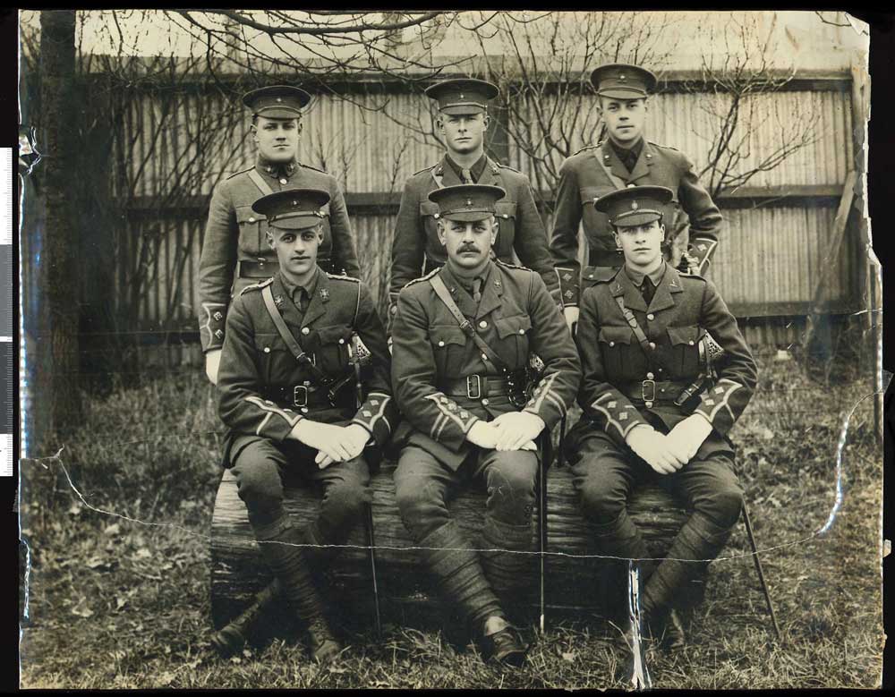 Major David Grant and his subalterns pictured at Addington in September 1914