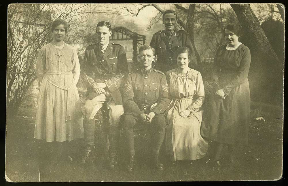 The wedding party for John Walter Weeks and Florence Beard's marriage in Grantham, England, in 1919. 
