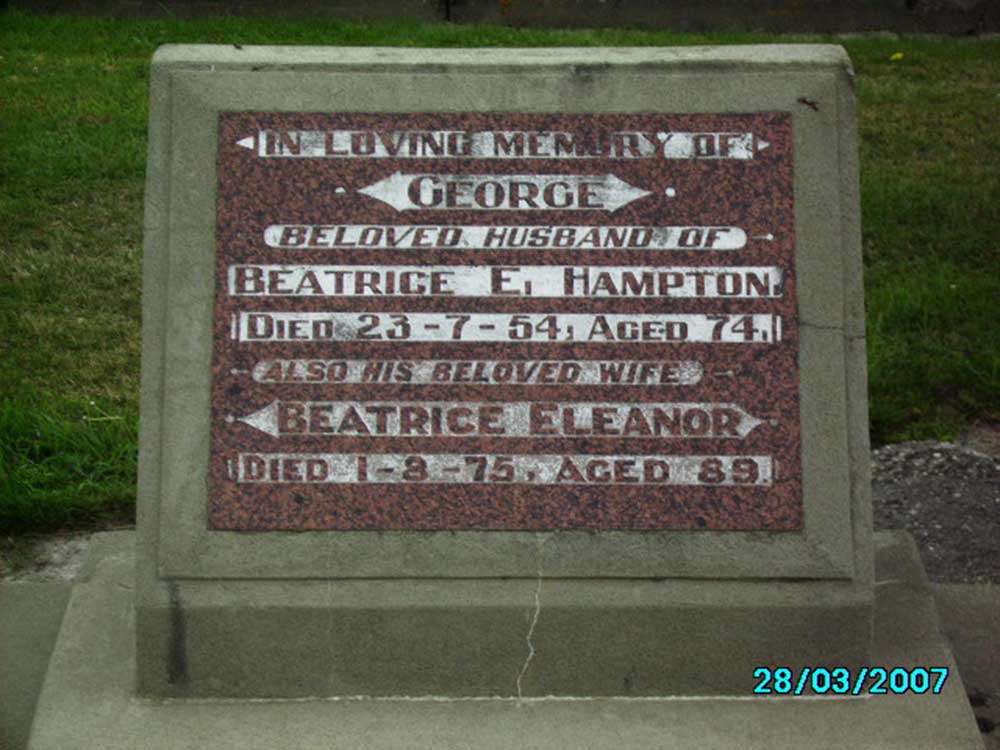 Headstone, George Hampton