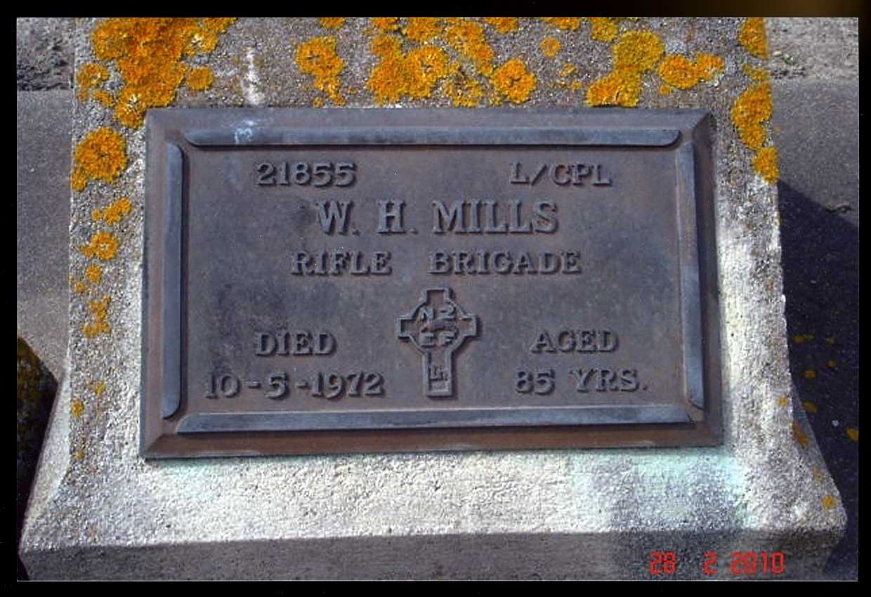 Headstone, William Henry Mills, Waimate Cemetery