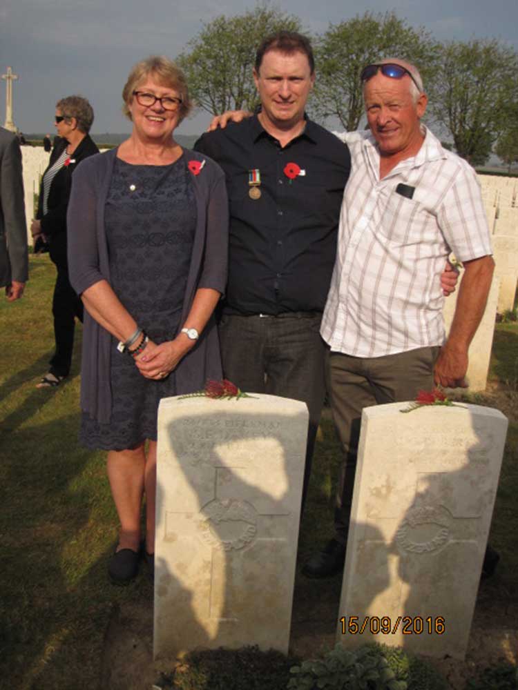 Family at Stanley Davey's grave, 2016