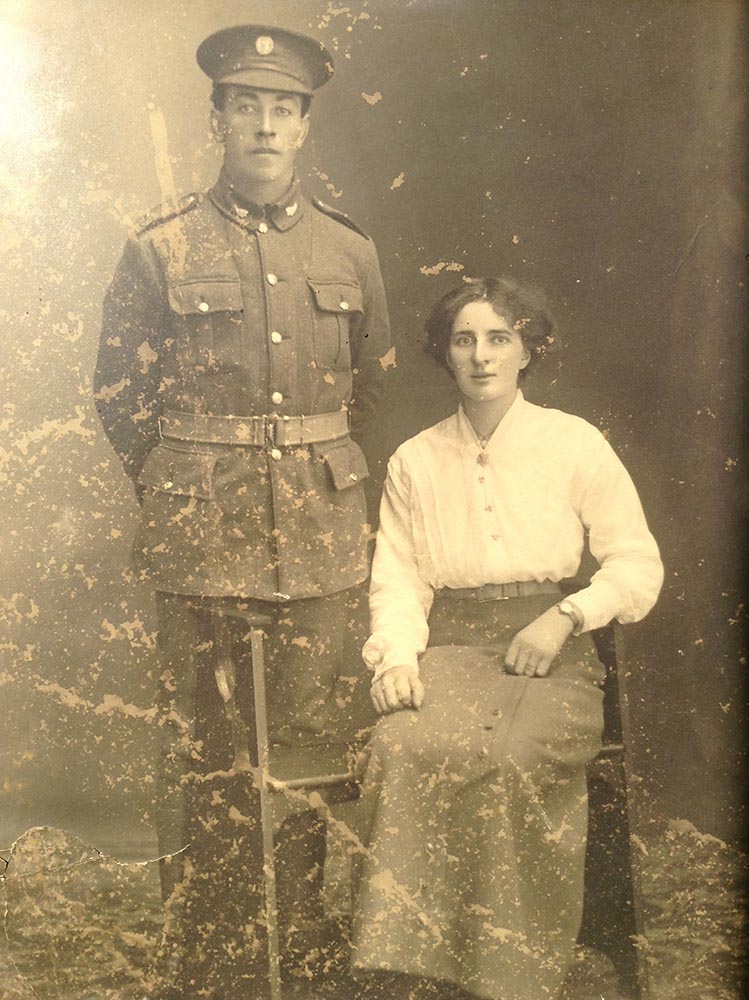 Henry Aitken and his bride Dorothy Bellenger, 1917