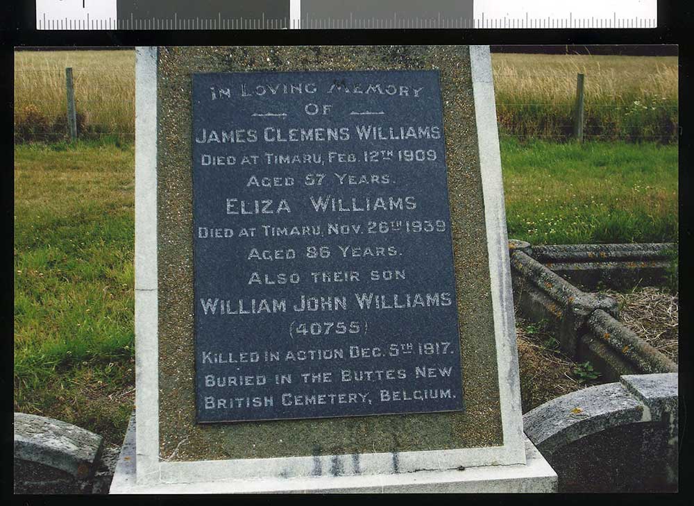 The Williams family headstone, Otaio