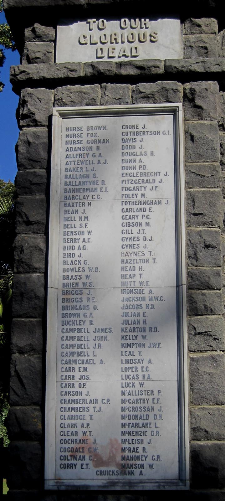 Waimate War Memorial (left panel), pictured in 2011
