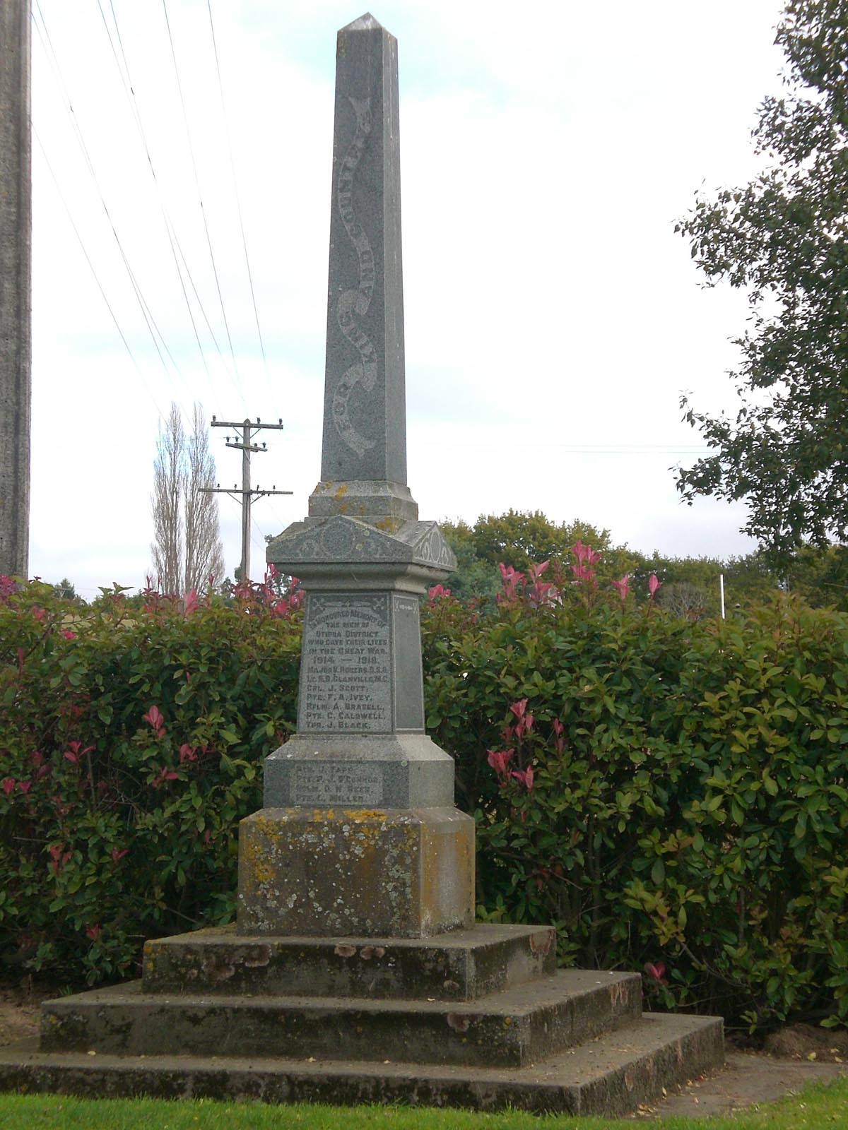 Otipua War Memorial, pictured in 2010