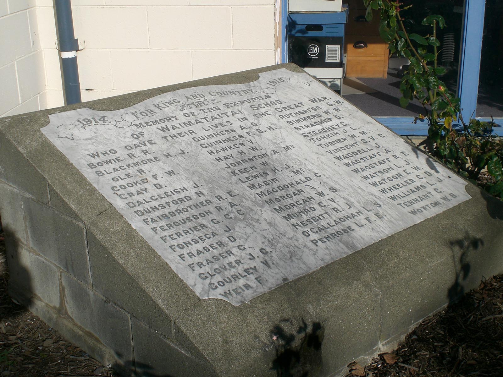 Waimataitai School War Memorial, pictured in 2007