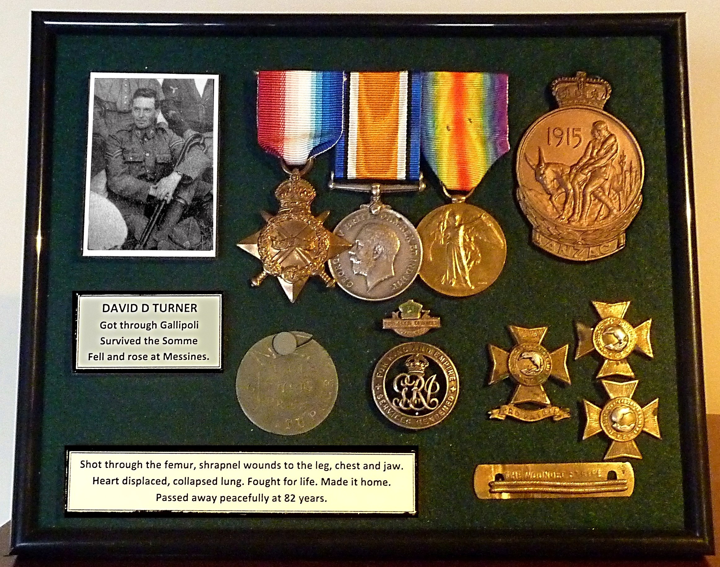 David Turner's mounted medals and badges