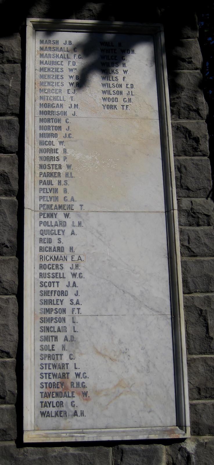 Waimate War Memorial (right panel), pictured in 2011