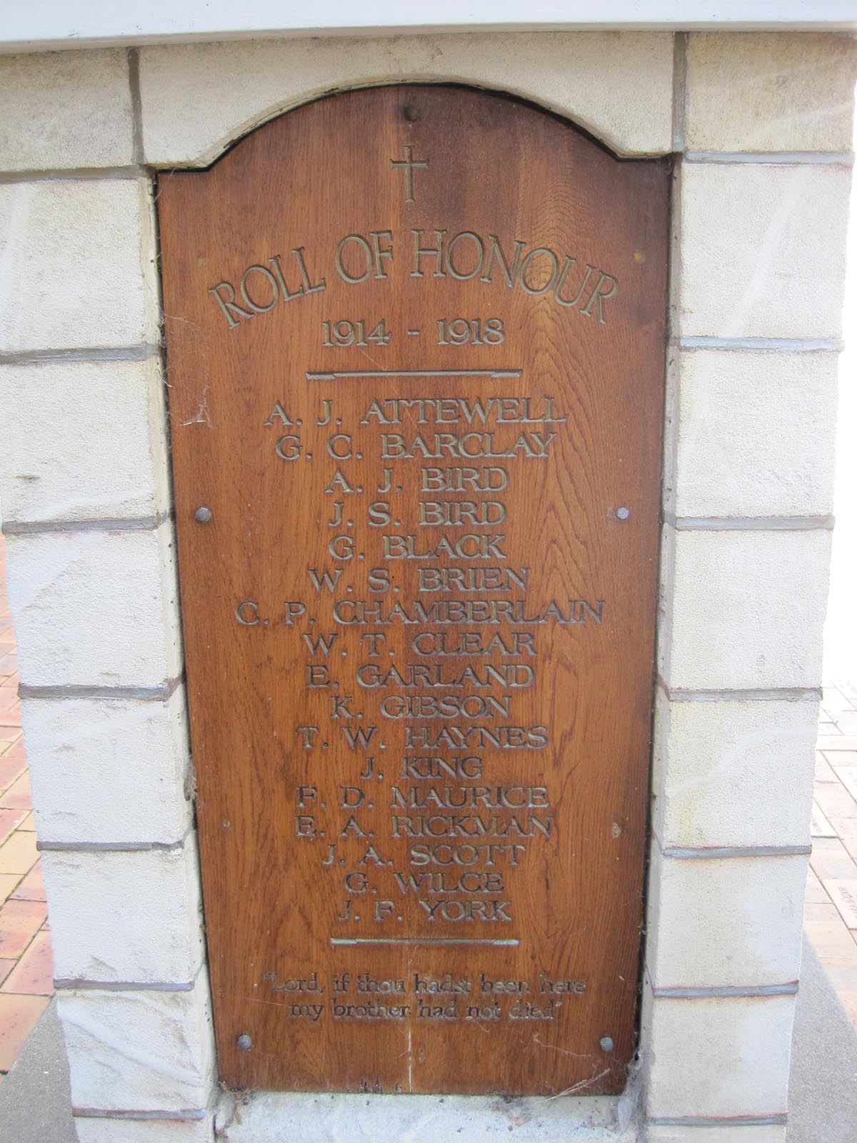 Plaque, St Augustine Church War Memorial, pictured in 2011