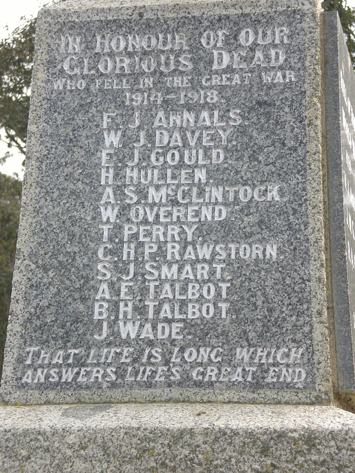 World War One plaque, Waitohi War Memorial, pictured in 2007