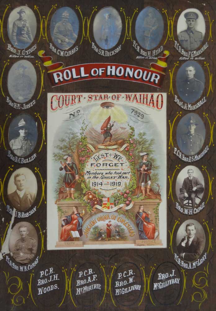 Court Star of Waihao No. 7929 Roll of Honour WWI