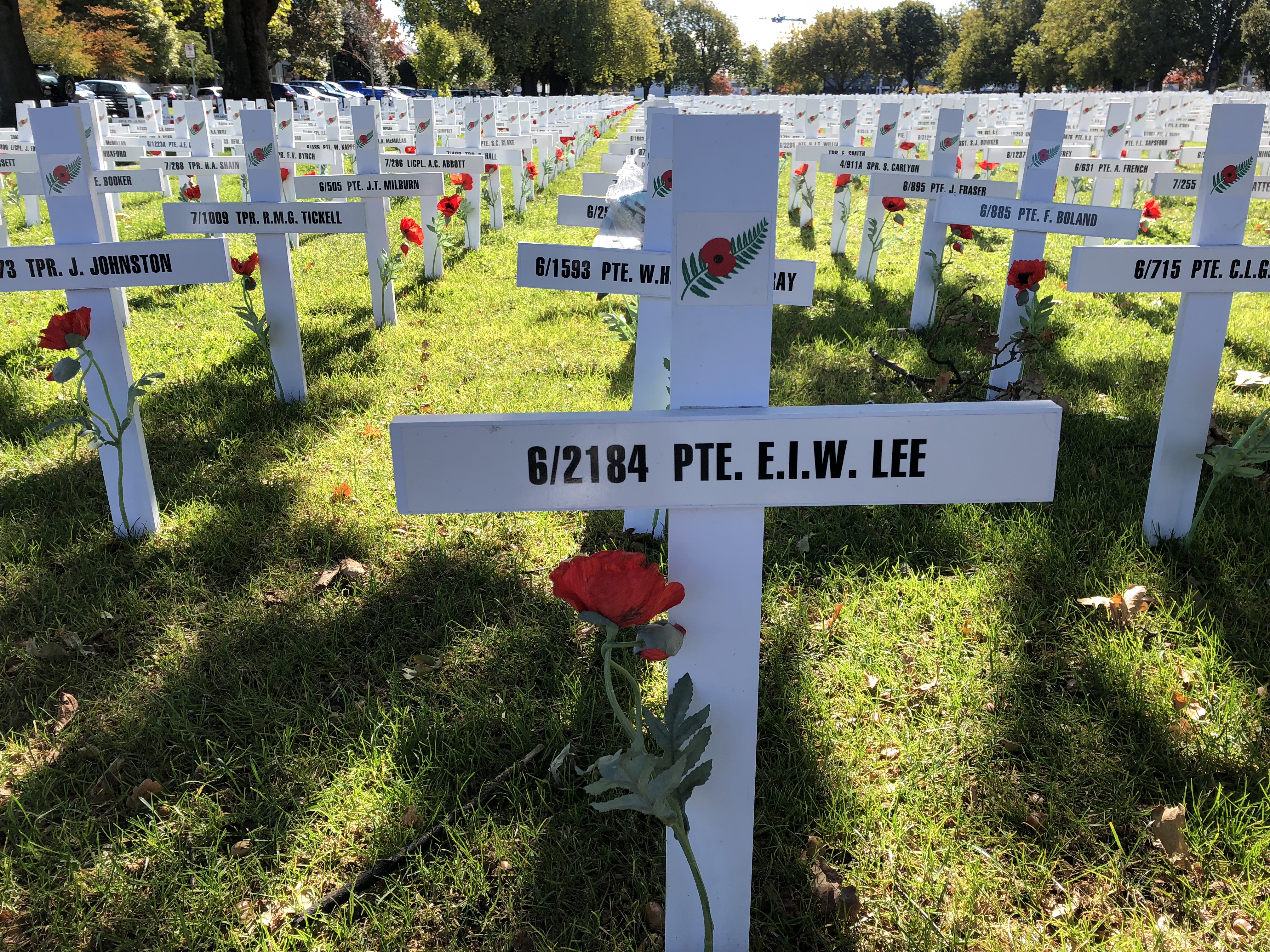 Private Lee's commemorative White Cross in 2018