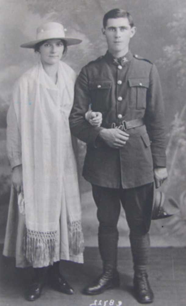 Les and Thirza Hopkinson on their wedding day, 1919