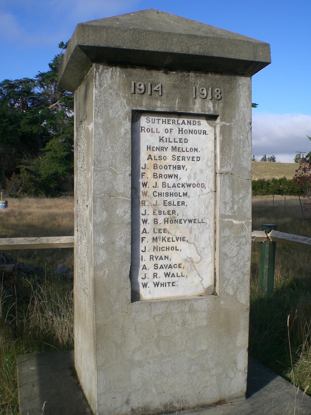Sutherlands War Memorial, pictured in 2007