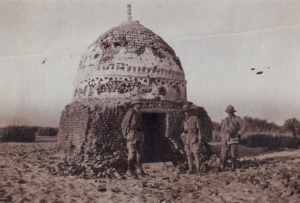 Colonel Findaly (left), Lieutenant Menzies (centre), and Lieutenant Gibbs at Katia, Egypt