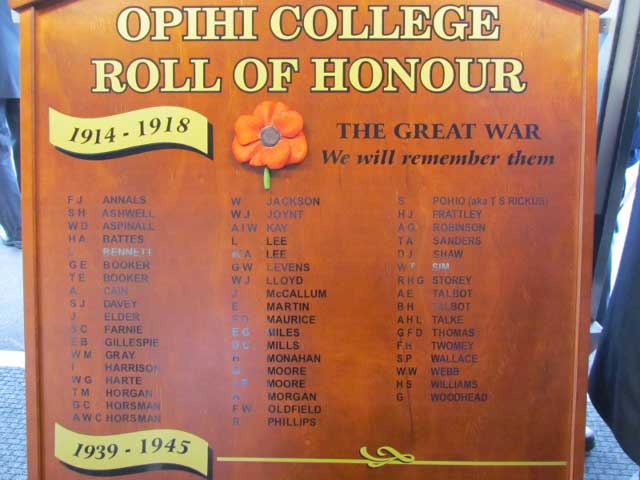 Opihi College Roll of Honour