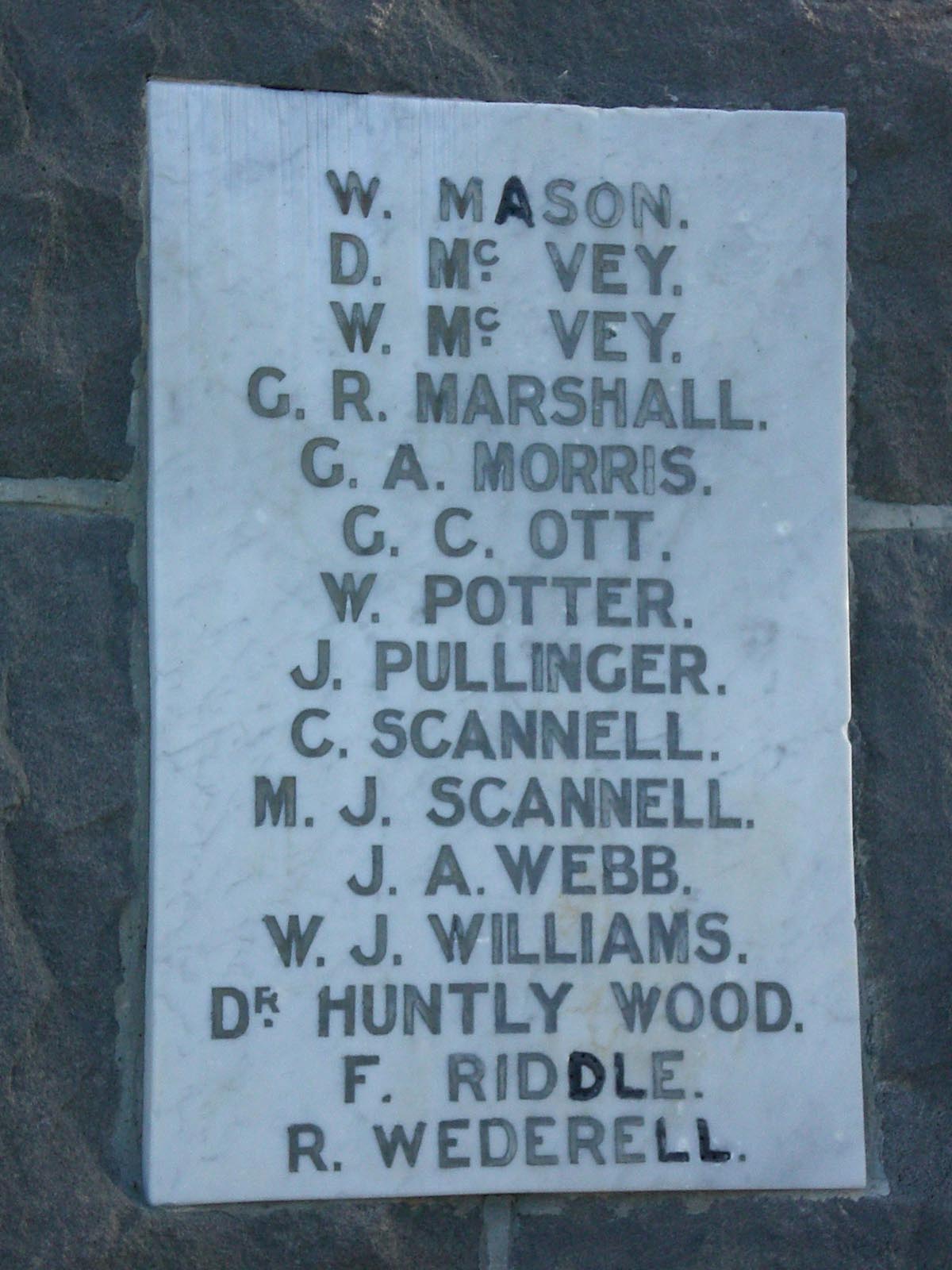 Name plaque (M-W)), St Andrews War Memorial, pictured in 2007