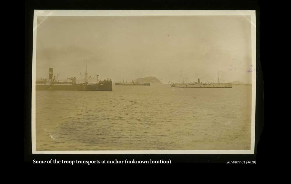 Troop transports at anchor (unknown location)