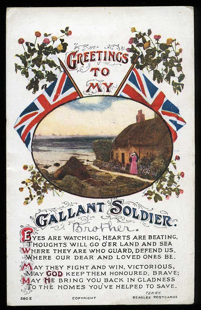Postcard: 'Greetings to my Gallant soldier [Brother]'